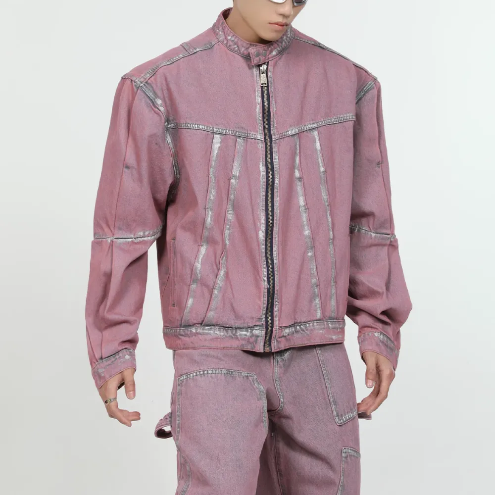 High Street Painted Pleated Denim Jacket