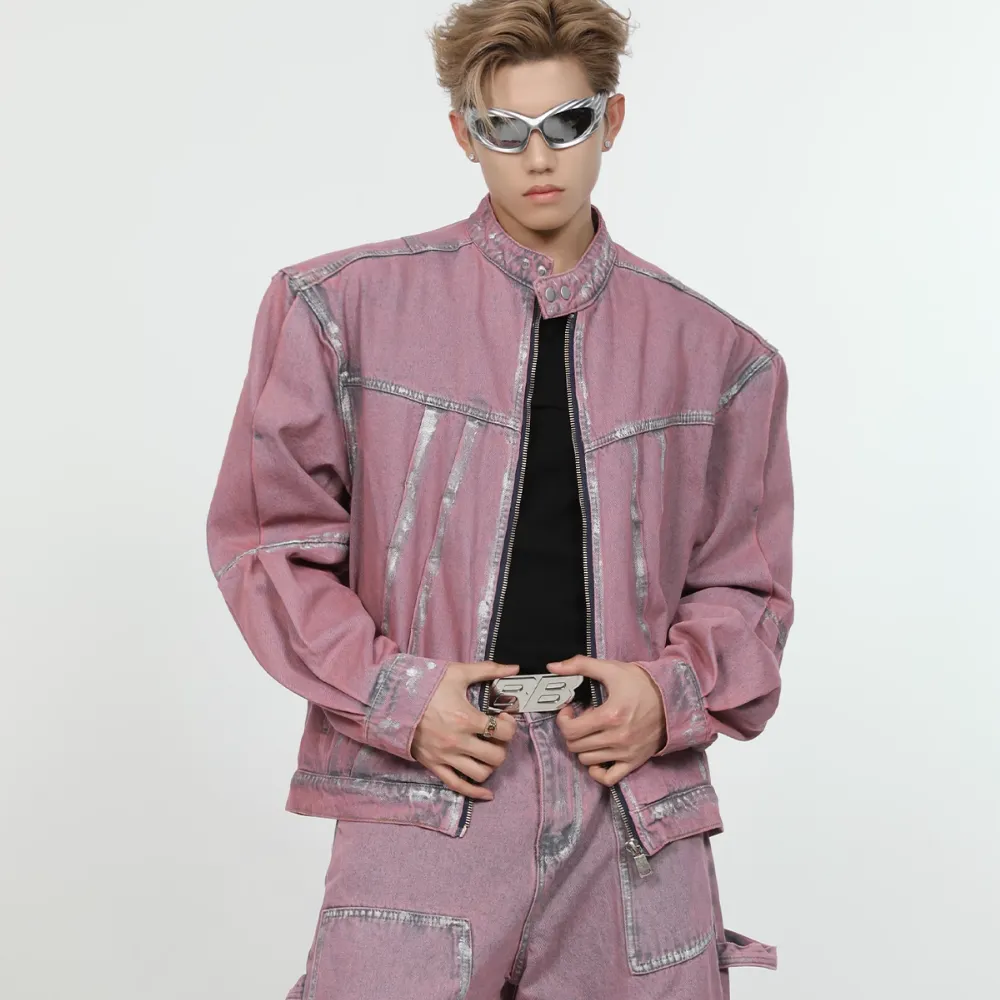 High Street Painted Pleated Denim Jacket