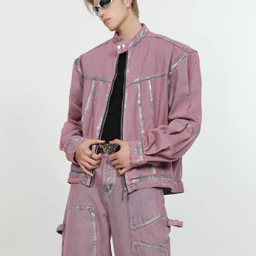 High Street Painted Pleated Denim Jacket