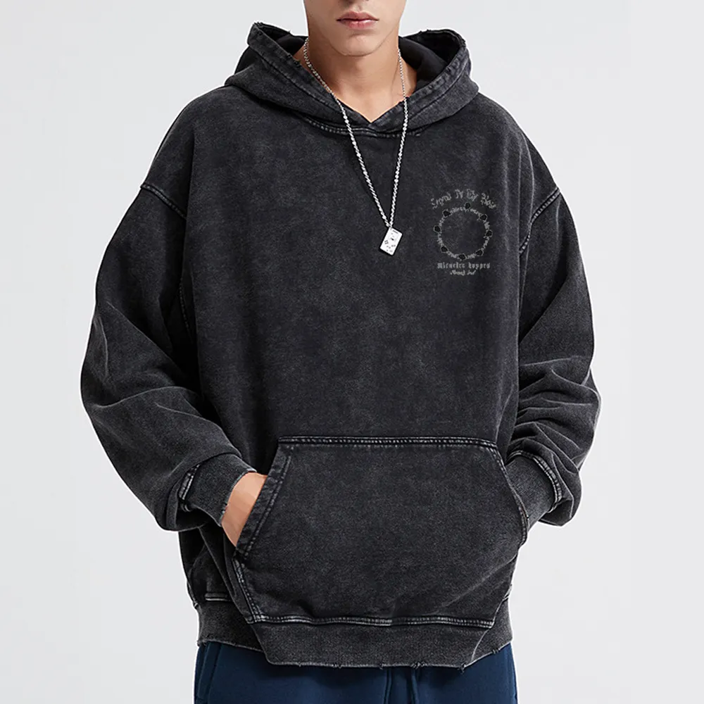 High Street rose text Washed Hoodie