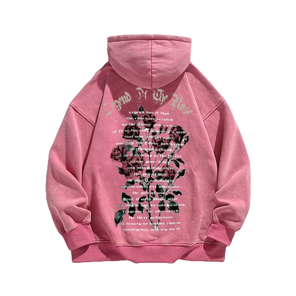 High Street rose text Washed Hoodie