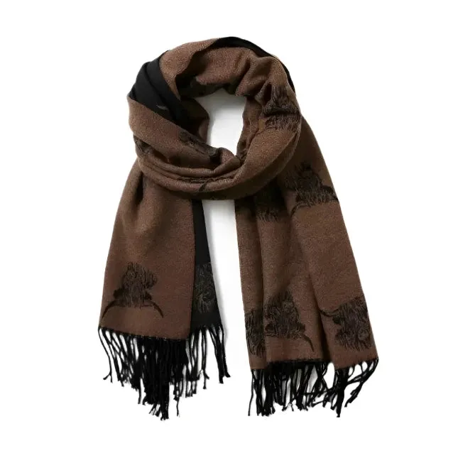 Highland Cow Reversible Scarf