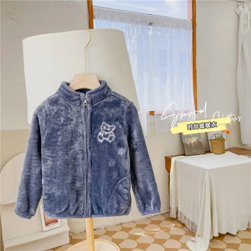 INSTOCK-Children's stand collar plush coat
