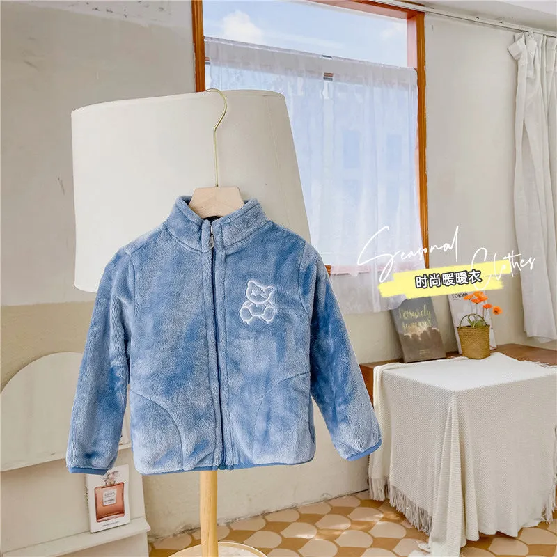 INSTOCK-Children's stand collar plush coat