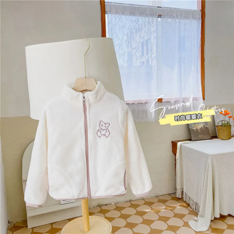 INSTOCK-Children's stand collar plush coat