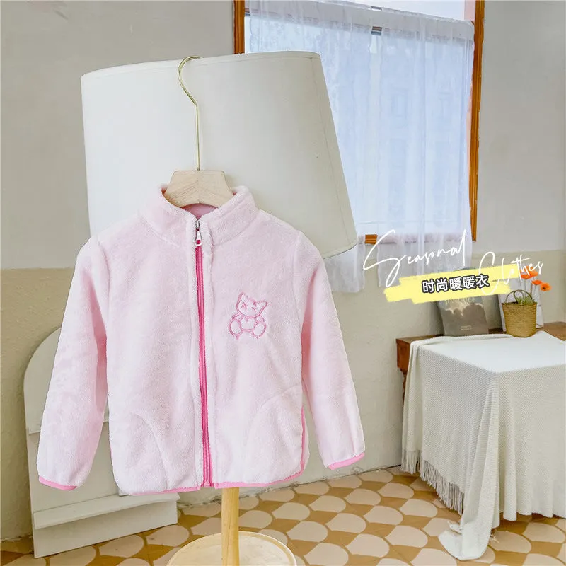 INSTOCK-Children's stand collar plush coat