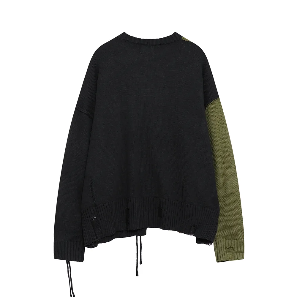 Irregular Stitching In Contrasting Colors Sweater