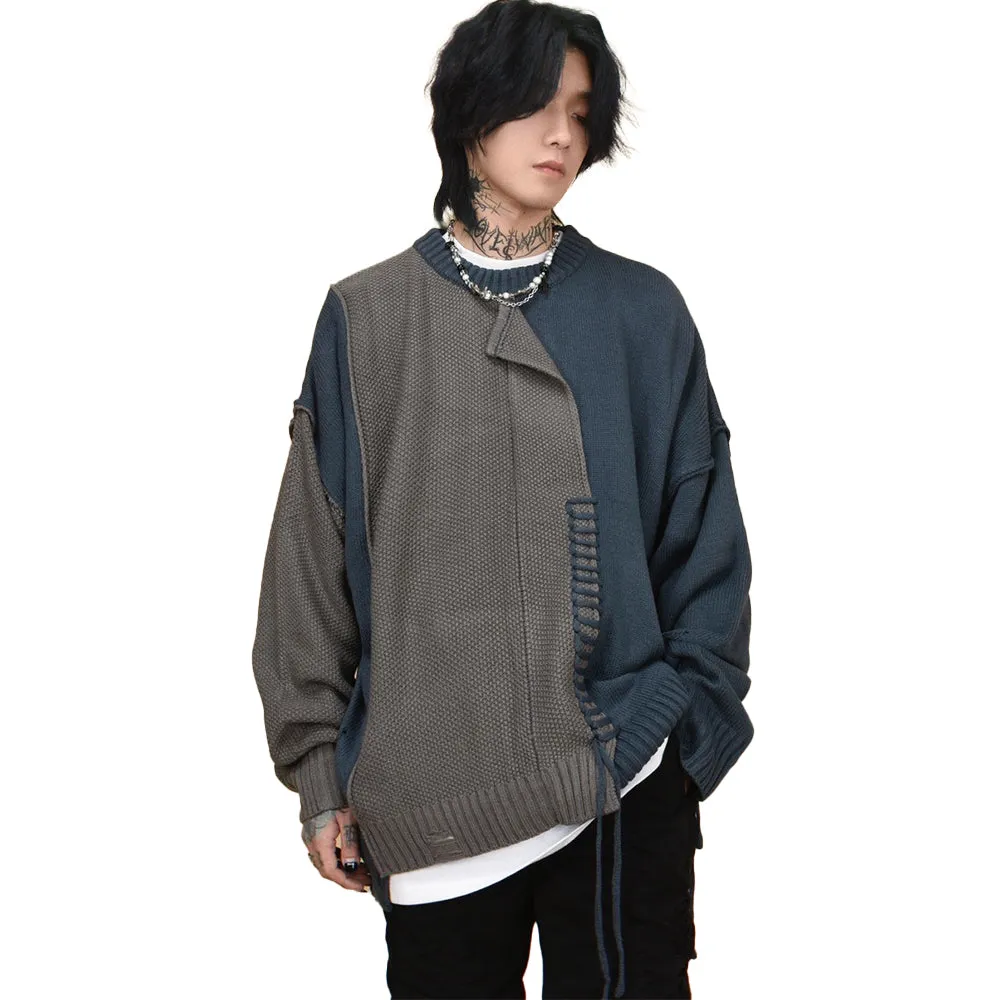 Irregular Stitching In Contrasting Colors Sweater