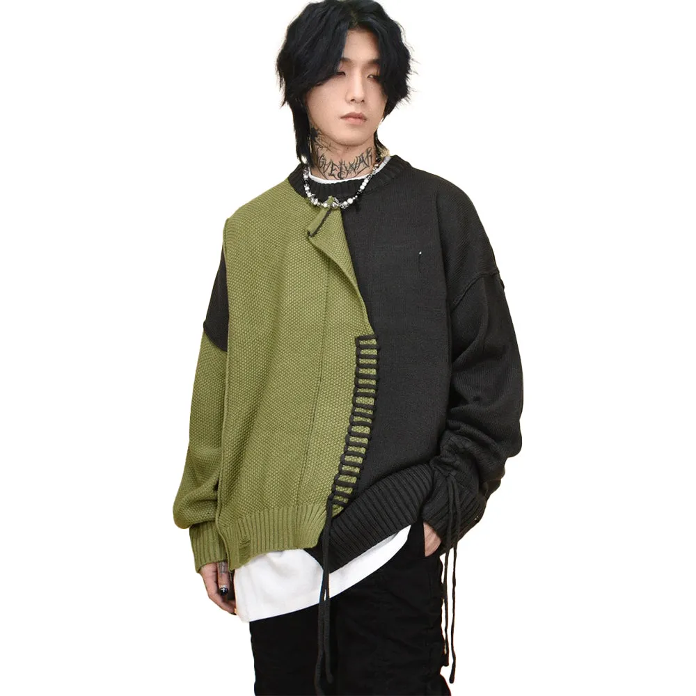 Irregular Stitching In Contrasting Colors Sweater