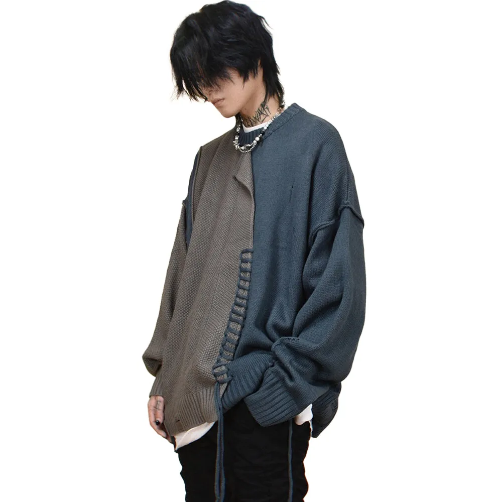 Irregular Stitching In Contrasting Colors Sweater