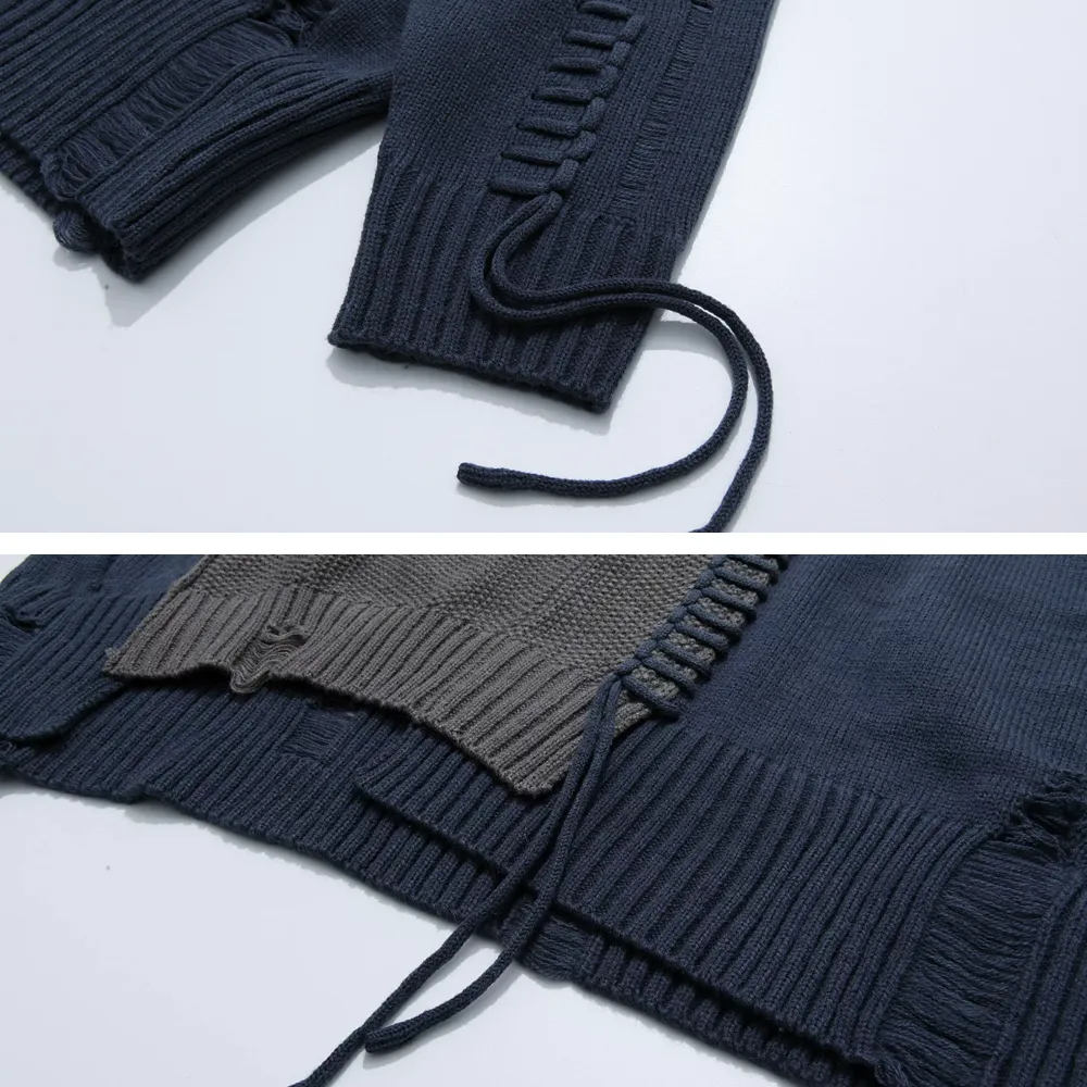 Irregular Stitching In Contrasting Colors Sweater