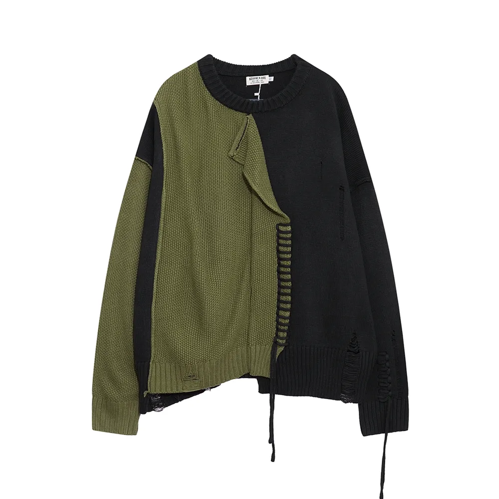 Irregular Stitching In Contrasting Colors Sweater
