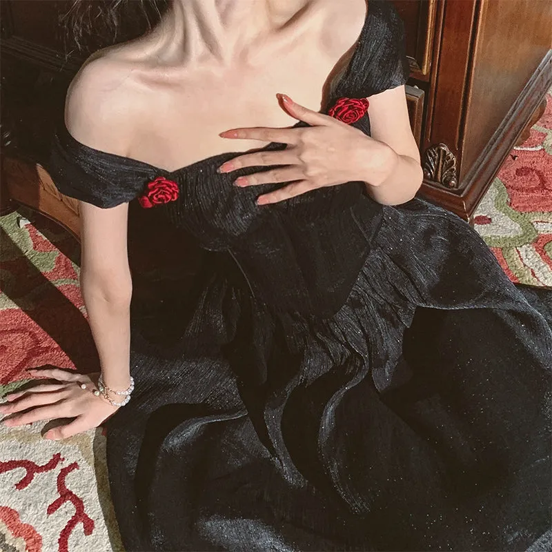 jet-black Classical dress