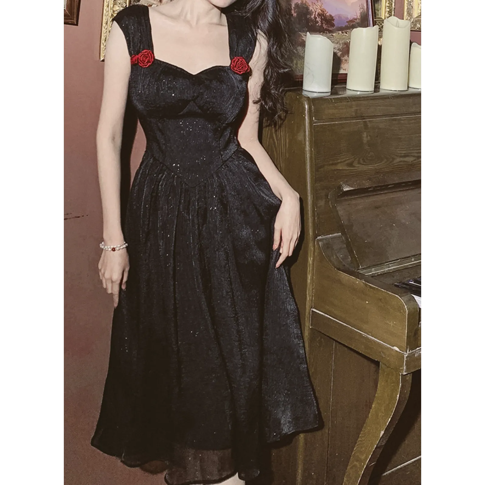 jet-black Classical dress