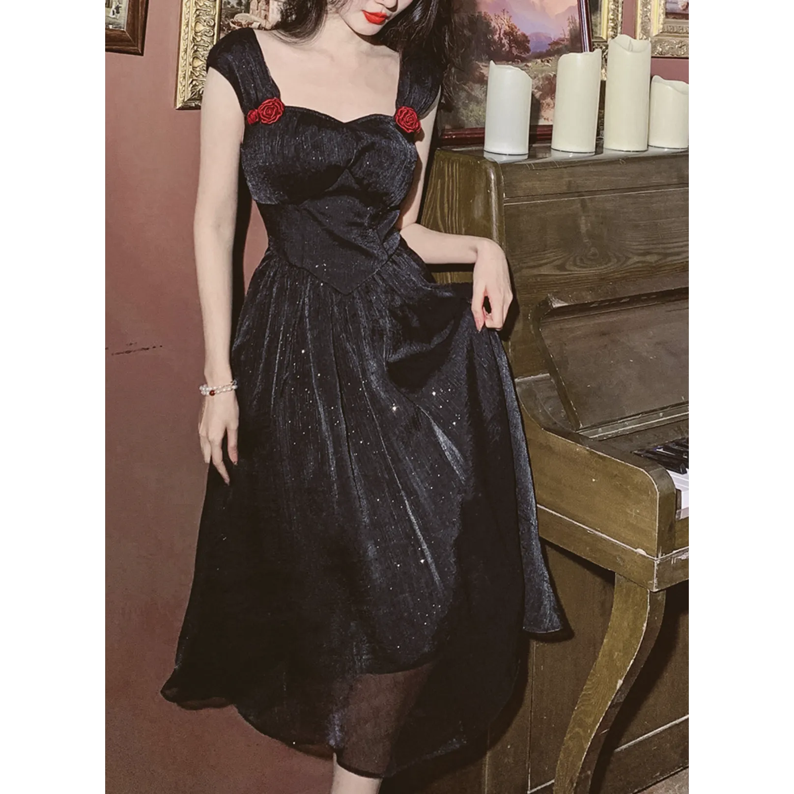 jet-black Classical dress