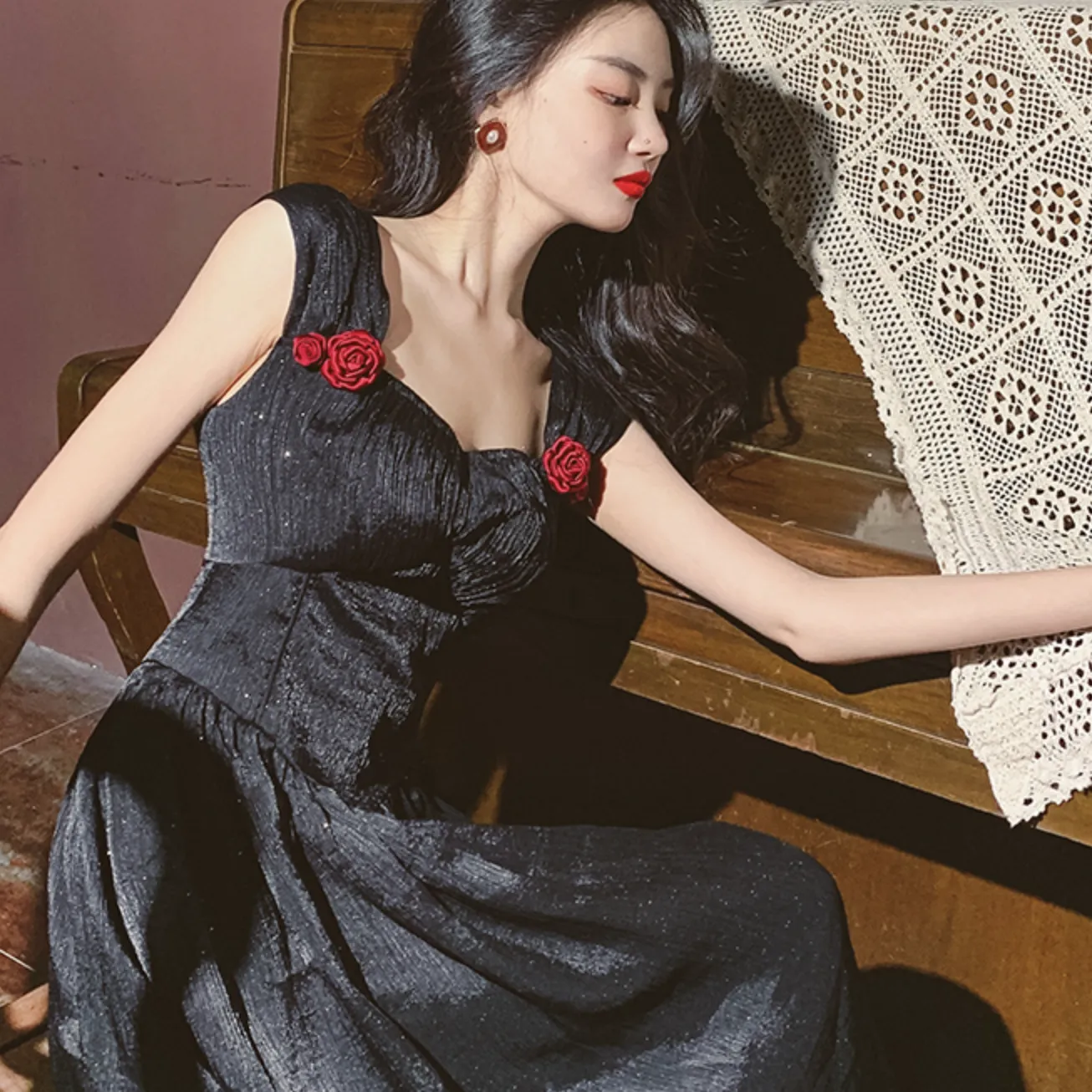 jet-black Classical dress