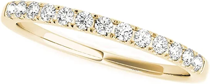 JewelMore 1/5 cttw Pave Diamond Anniversary Wedding Stackable Ring Band in 14k White / Yellow & Rose Gold