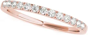 JewelMore 1/5 cttw Pave Diamond Anniversary Wedding Stackable Ring Band in 14k White / Yellow & Rose Gold