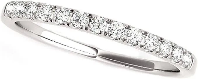 JewelMore 1/5 cttw Pave Diamond Anniversary Wedding Stackable Ring Band in 14k White / Yellow & Rose Gold
