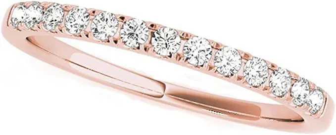 JewelMore 1/5 cttw Pave Diamond Anniversary Wedding Stackable Ring Band in 14k White / Yellow & Rose Gold