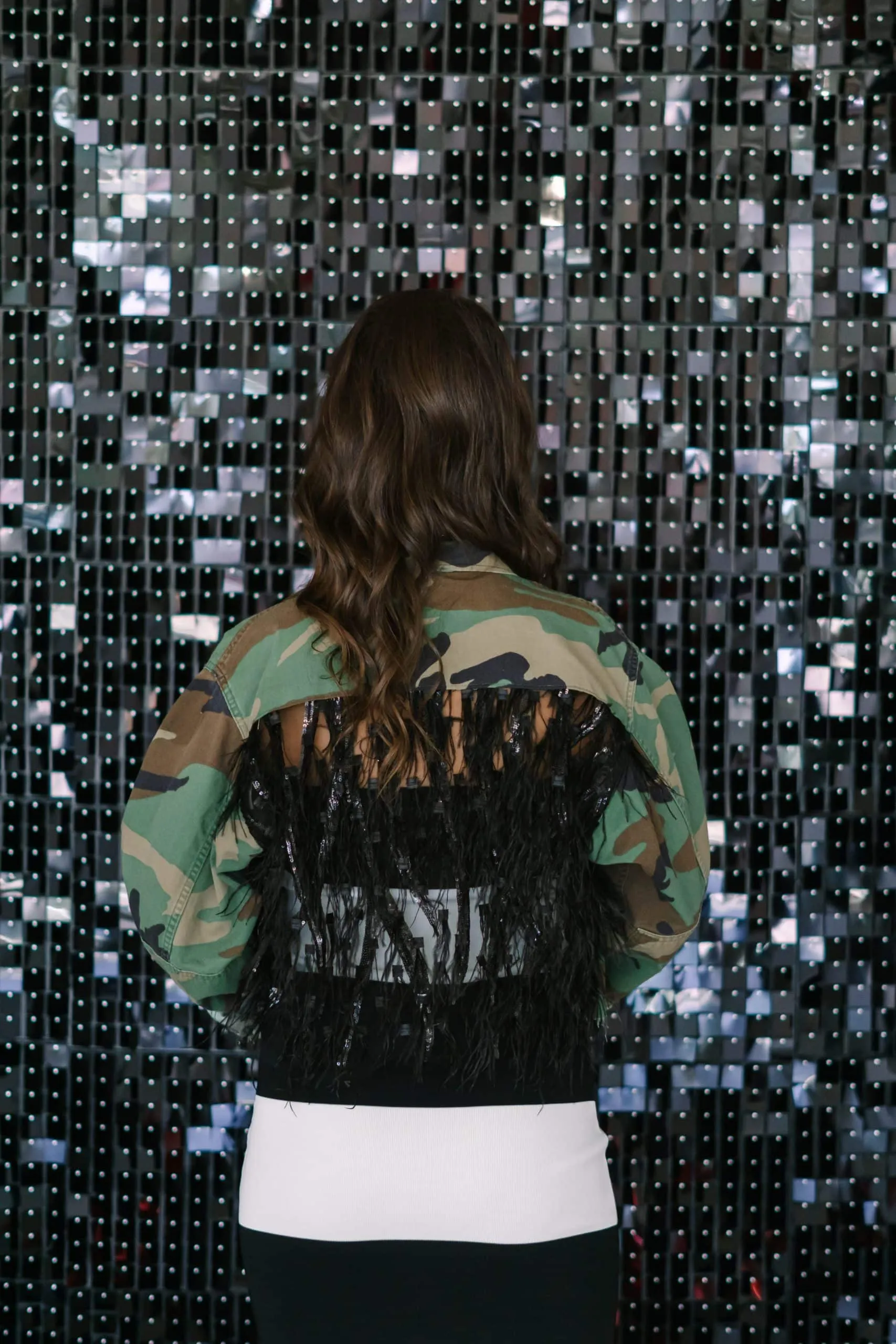 Josie Bruno Feather Glam Crop Jacket