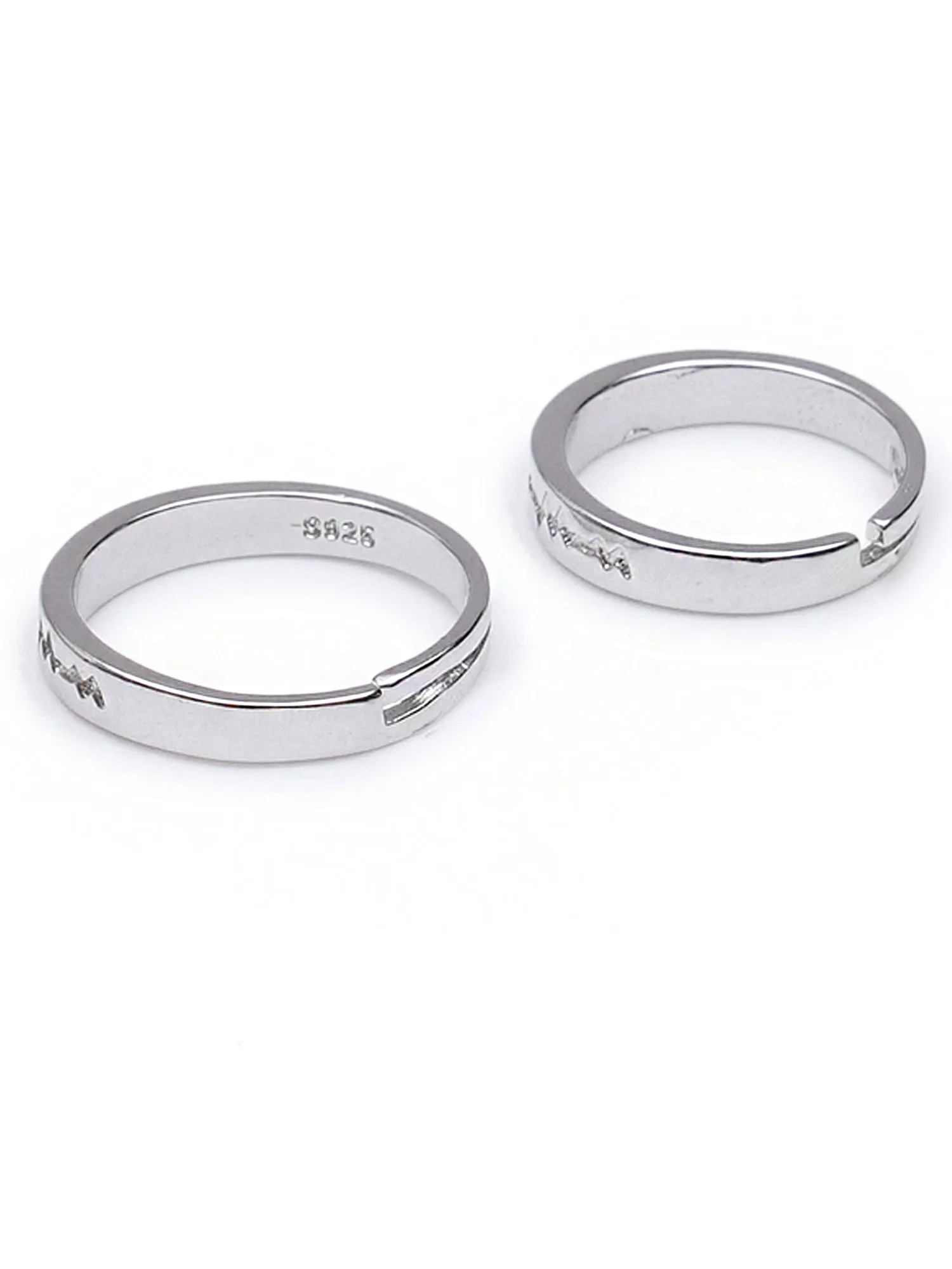 Karatcart Elegant Couple Heartbeat Adjustable Band Ring for Men and Women