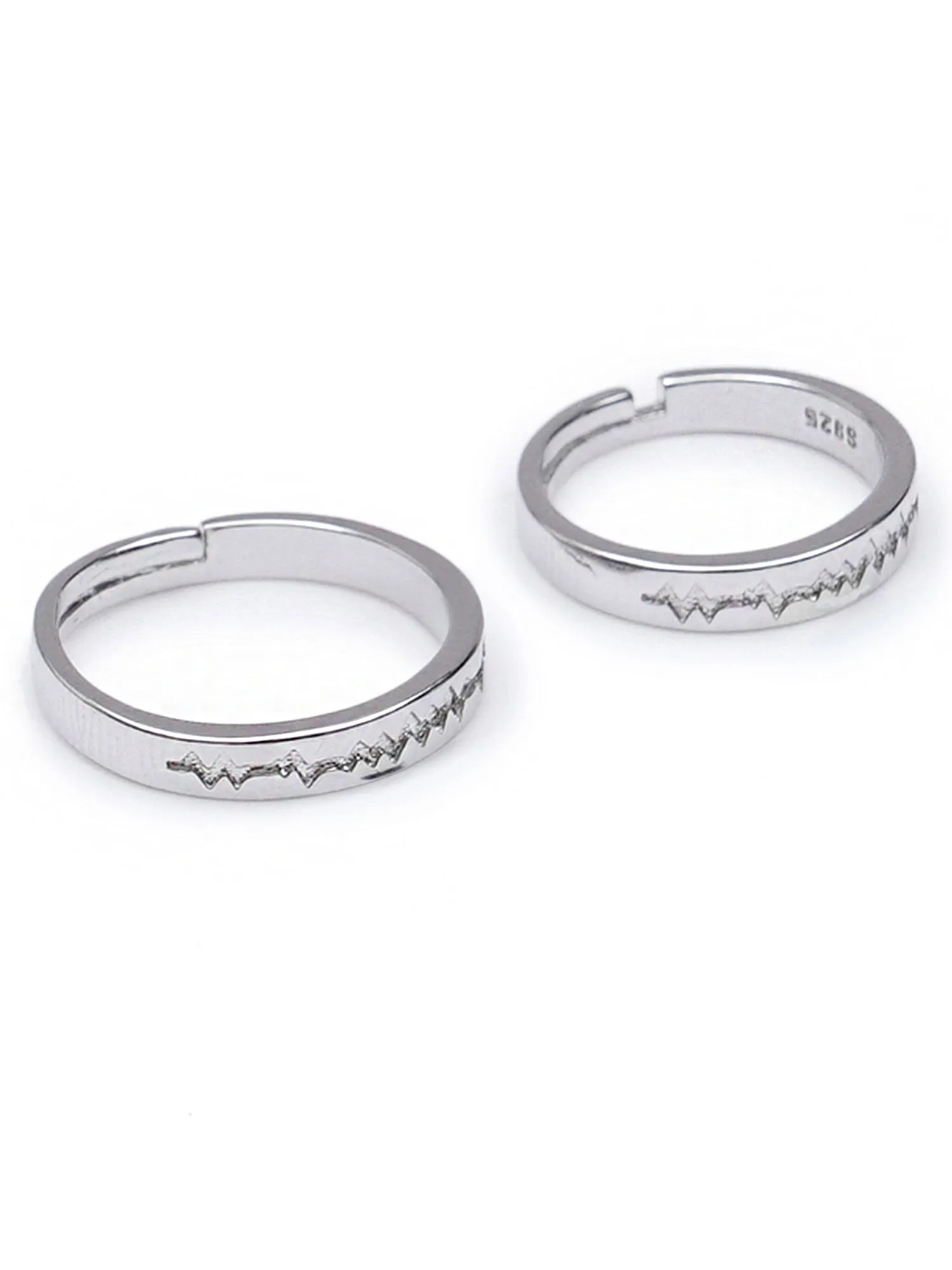 Karatcart Elegant Couple Heartbeat Adjustable Band Ring for Men and Women