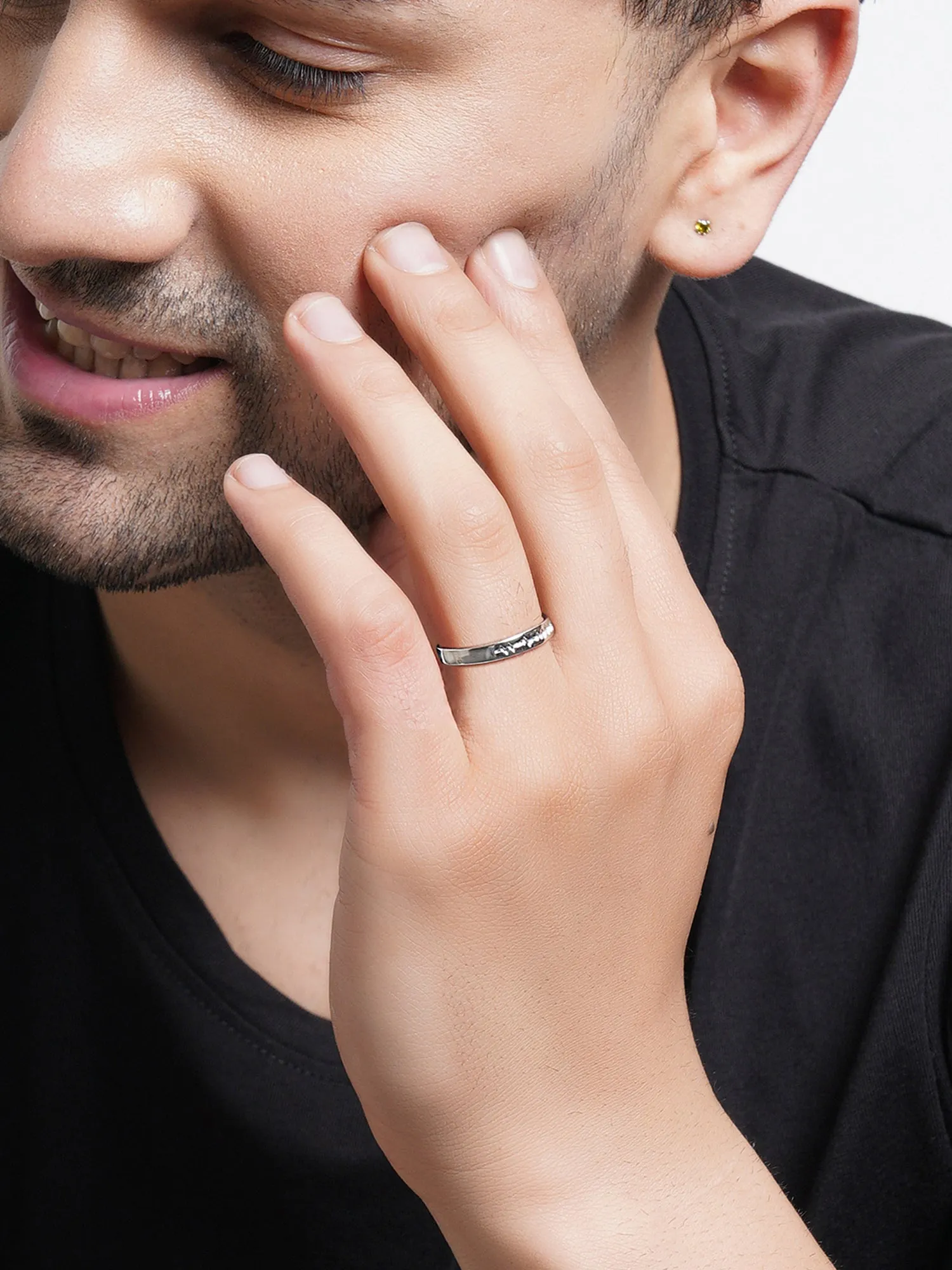 Karatcart Elegant Couple Heartbeat Adjustable Band Ring for Men and Women