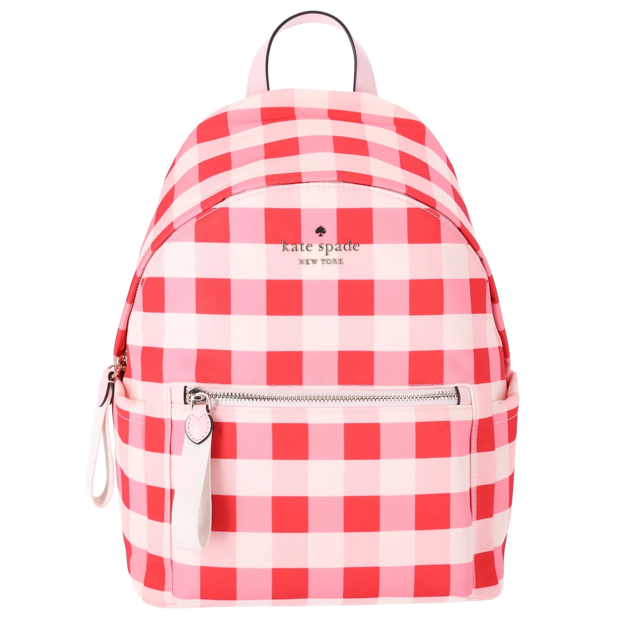 Kate Spade New York Chelsea Gingham Check Print Nylon Medium Backpack Pink Multi