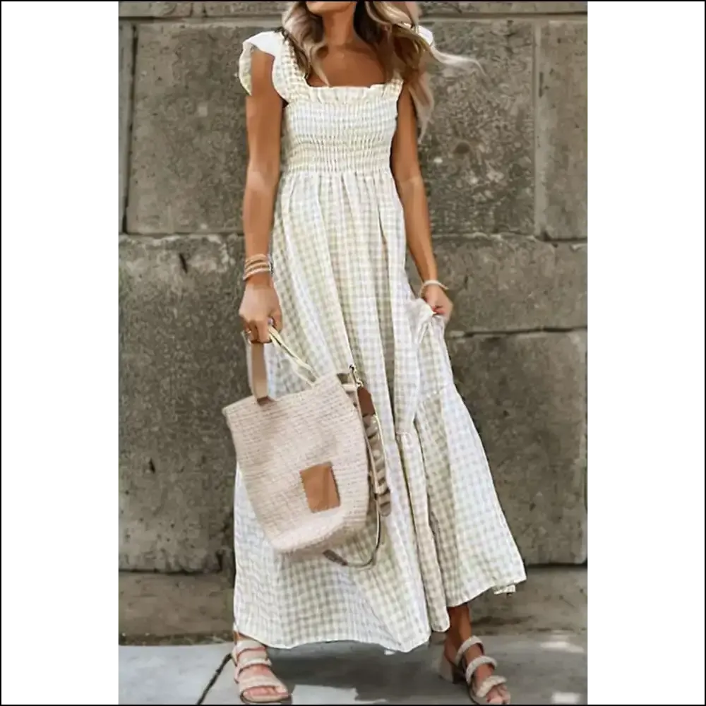 Khaki Plaid Maxi Dress: from Drab to Fab  👗 Needful Things