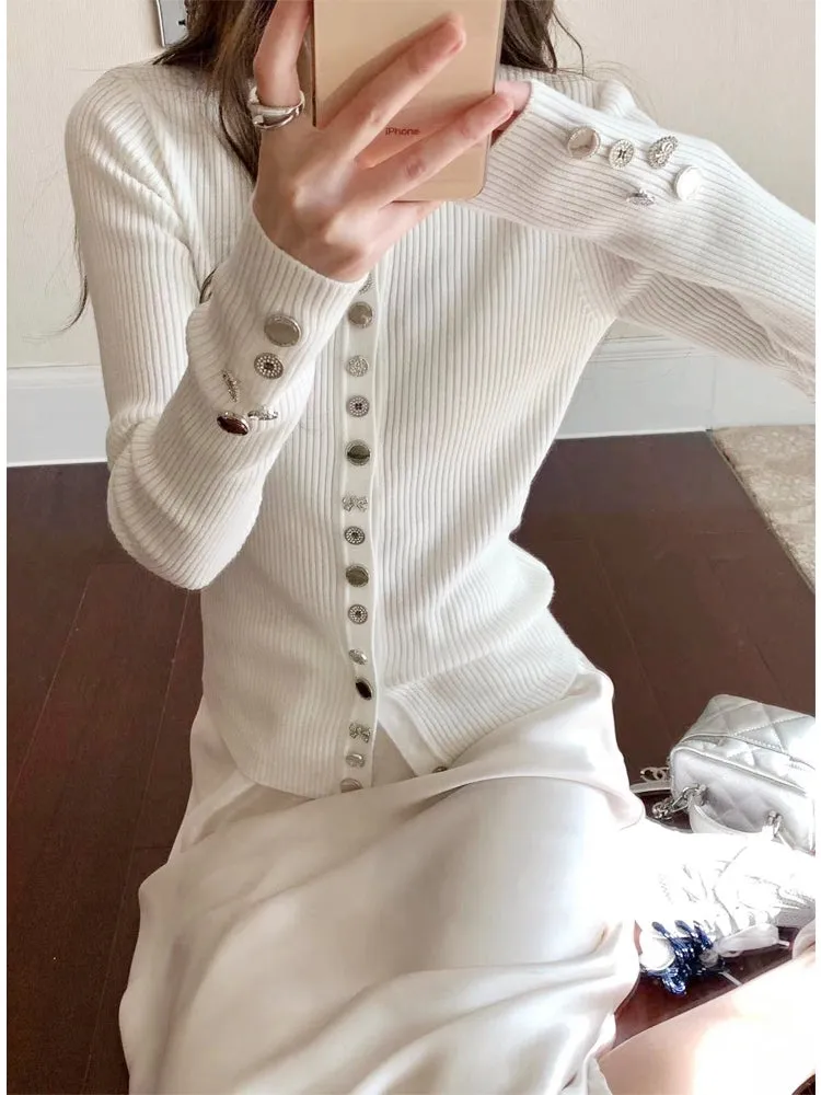 Korean-Style Elegant Knit Cardigan