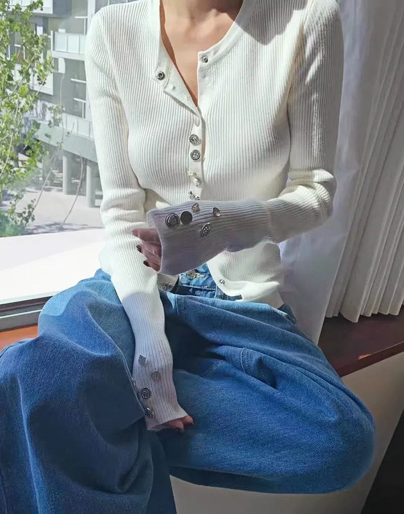 Korean-Style Elegant Knit Cardigan