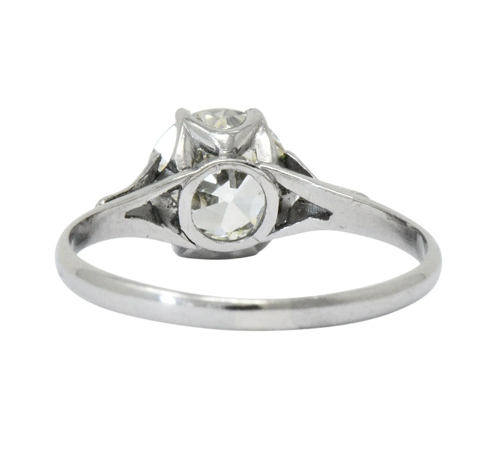 Late Edwardian 1.53 CTW Diamond 14 Karat White Gold Engagement Ring GIA