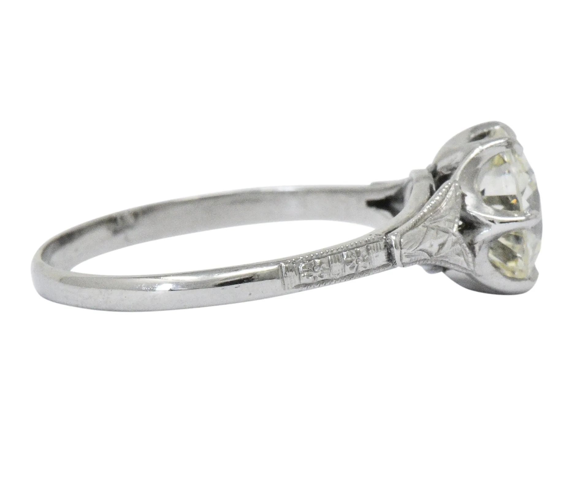 Late Edwardian 1.53 CTW Diamond 14 Karat White Gold Engagement Ring GIA