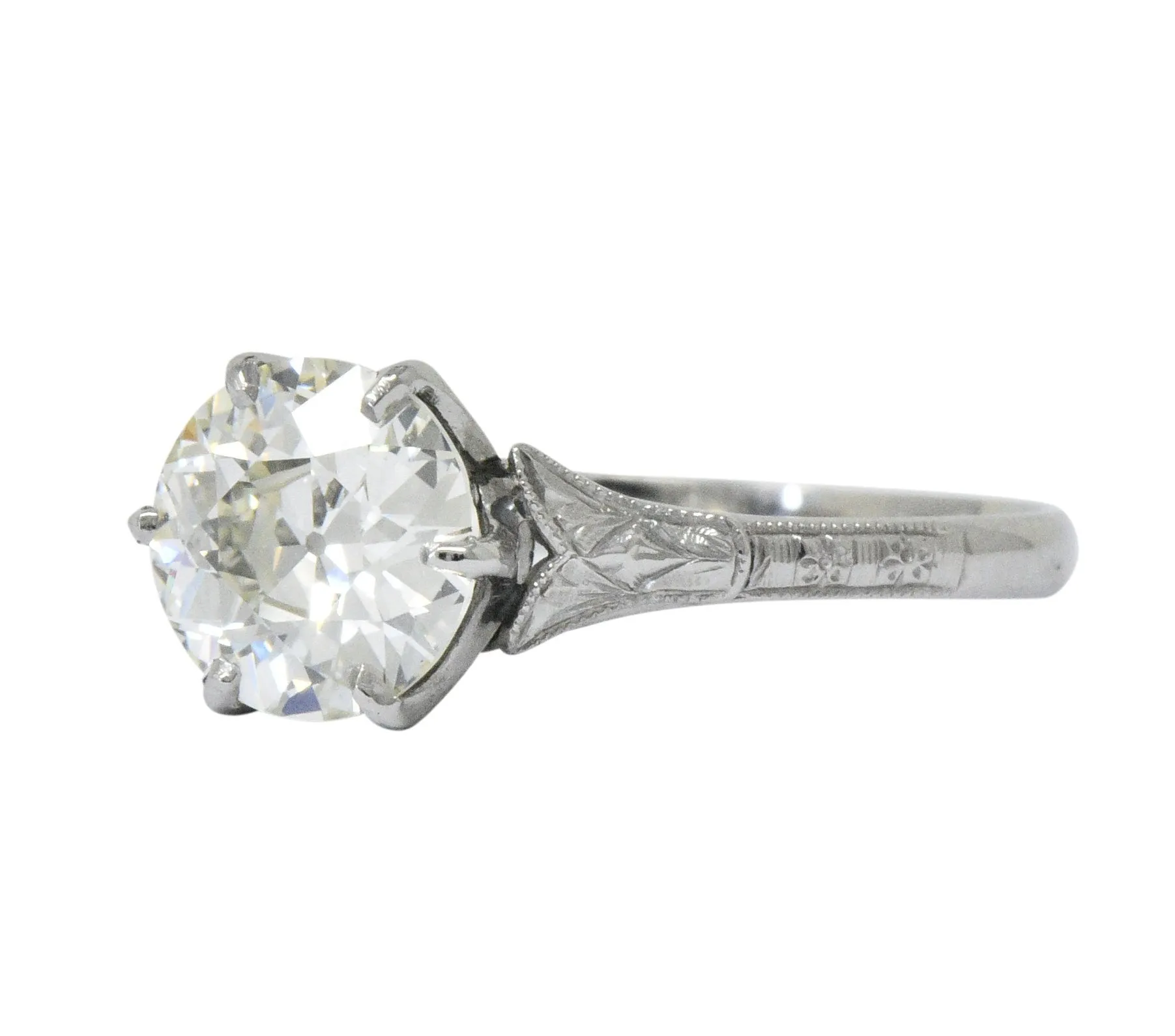 Late Edwardian 1.53 CTW Diamond 14 Karat White Gold Engagement Ring GIA