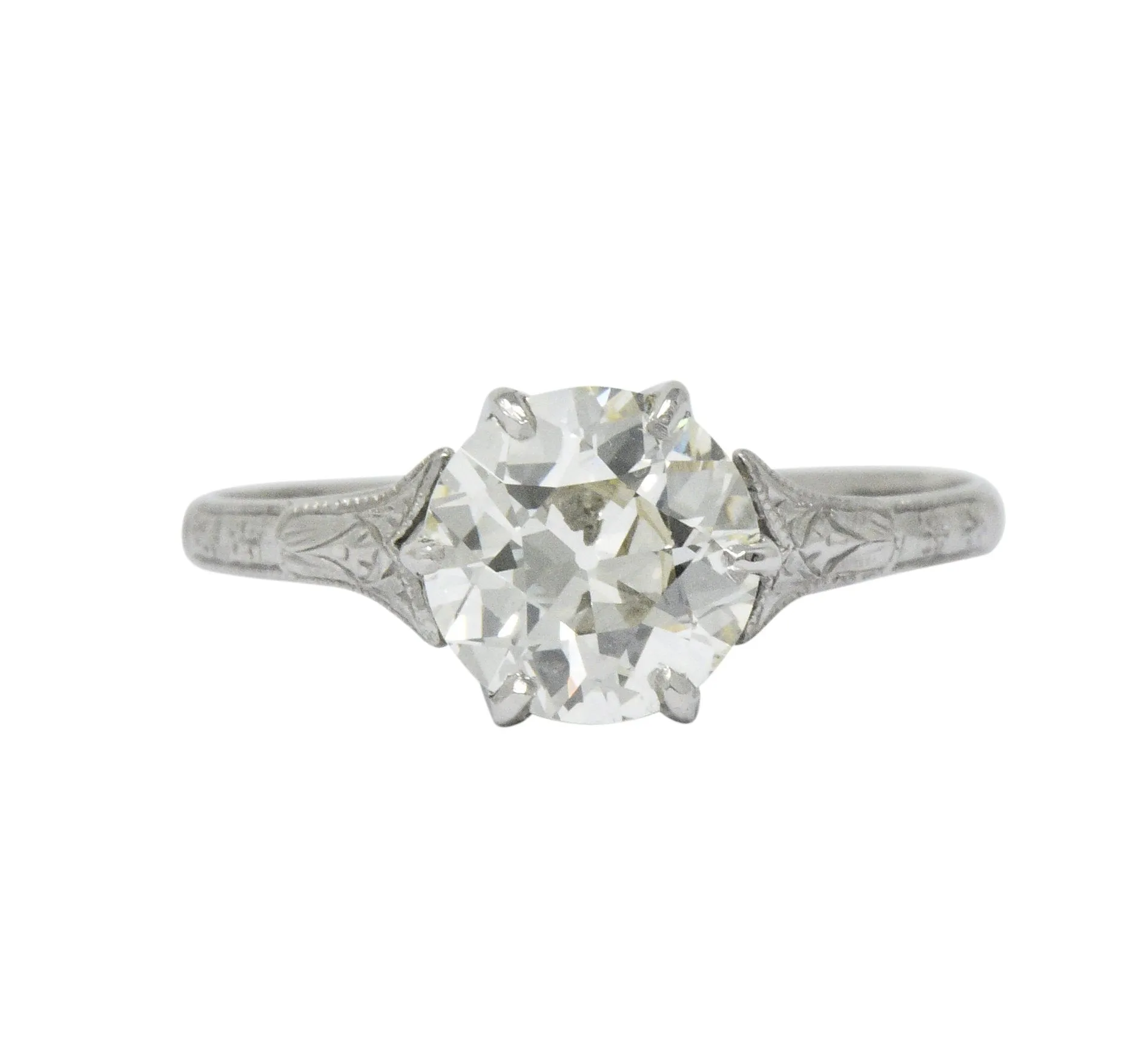 Late Edwardian 1.53 CTW Diamond 14 Karat White Gold Engagement Ring GIA