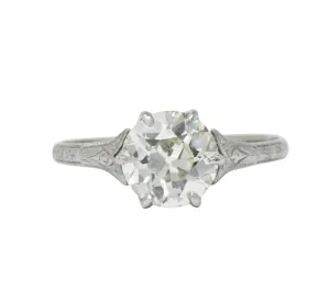 Late Edwardian 1.53 CTW Diamond 14 Karat White Gold Engagement Ring GIA