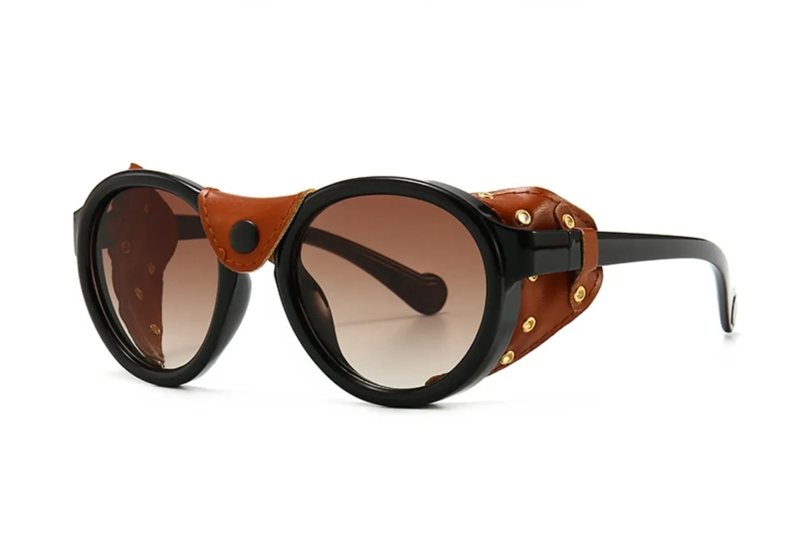 Lentes Fashion Vintage Steam Punk Gafas Sol Protectores Laterales de Piel Shield Mad Max