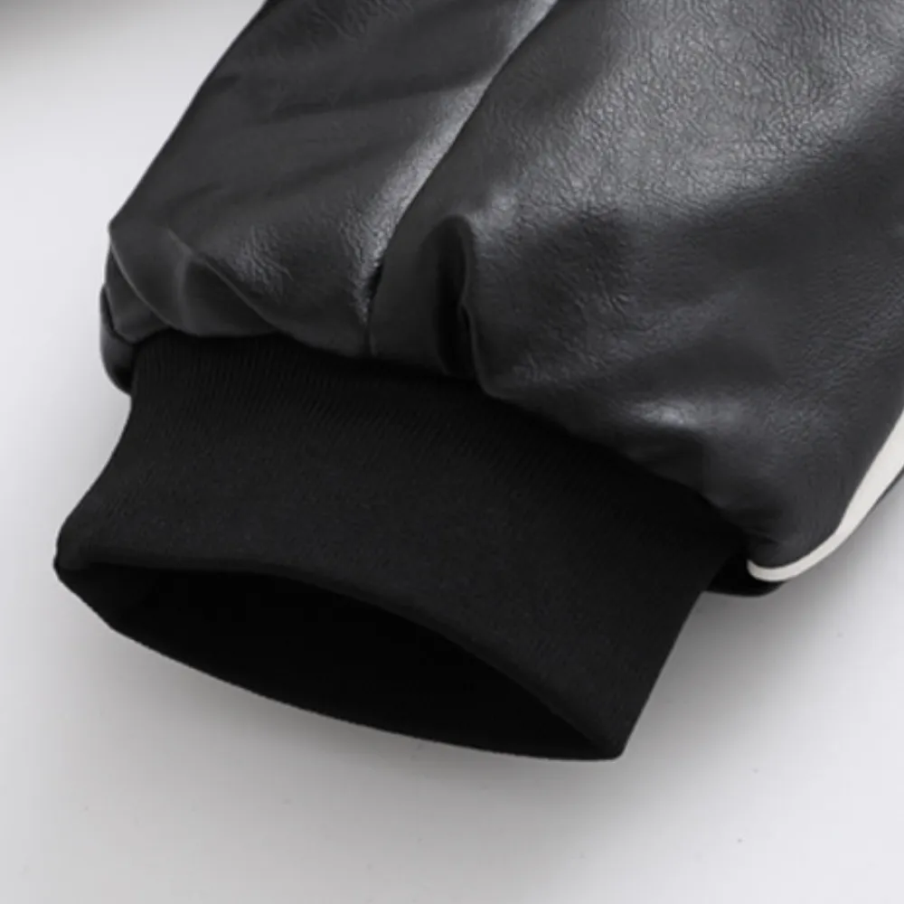 Letter Embroidered Motorcycle Jacket