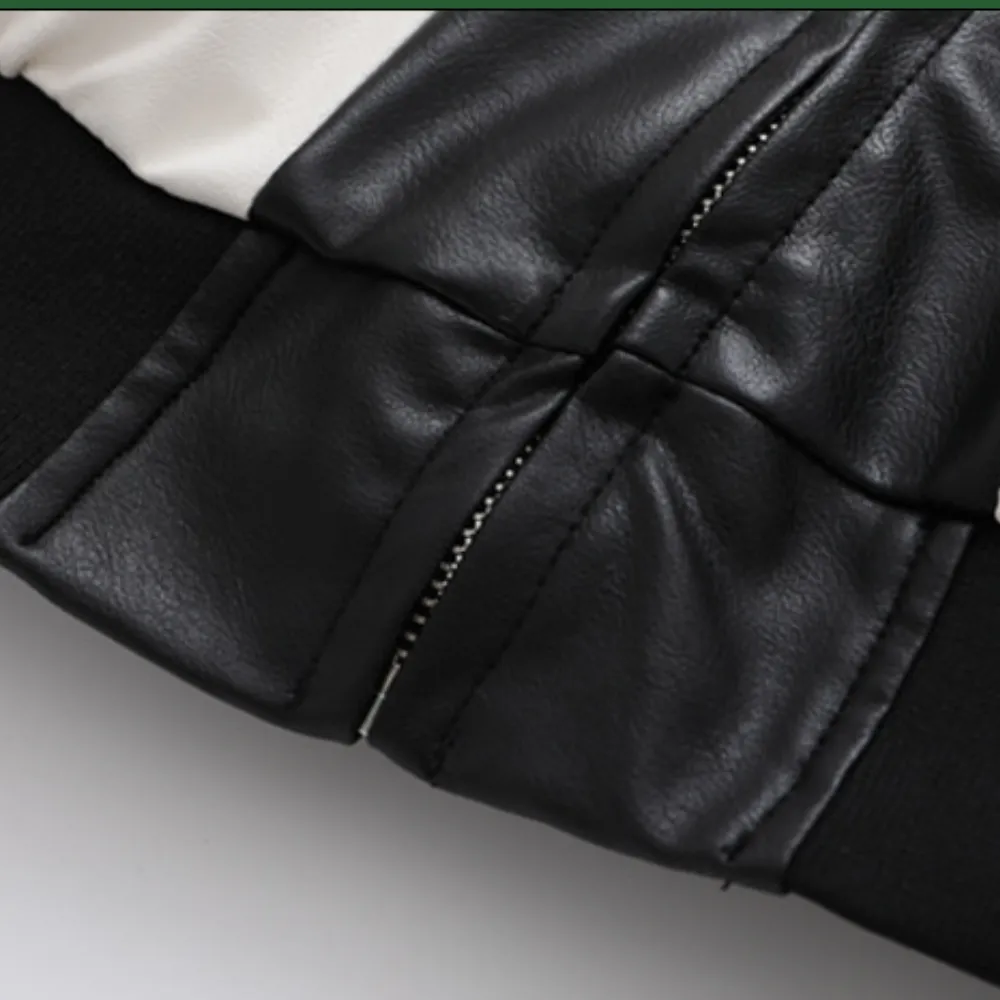 Letter Embroidered Motorcycle Jacket