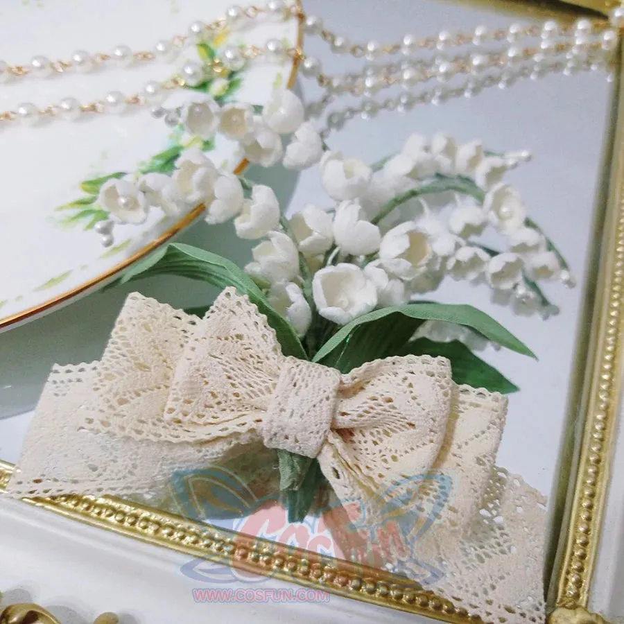 Lily of The Valley Handmade Brooch and Pearl Chain