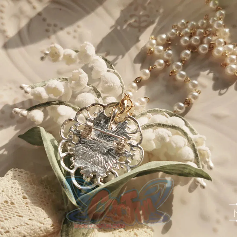 Lily of The Valley Handmade Brooch and Pearl Chain