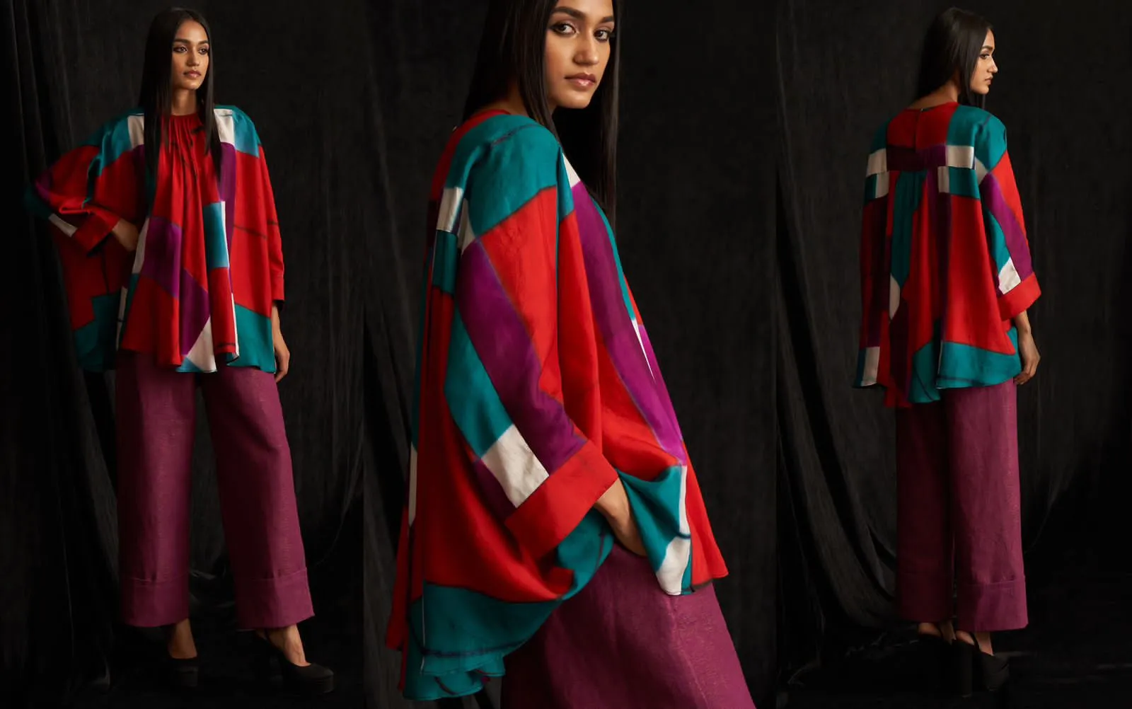 Limited Edition Rockefeller Holidays Handwoven Silk Japanese Itajime Shibori Antifit Swing Shirt