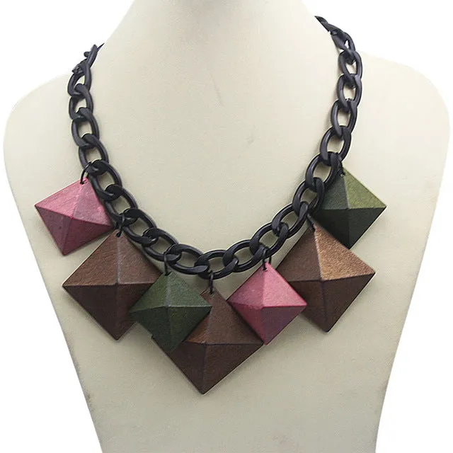 Long Chain Necklace with Pyramid style beads