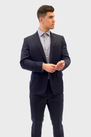 Loro Piana Navy Blue Pencil Stripe Suit