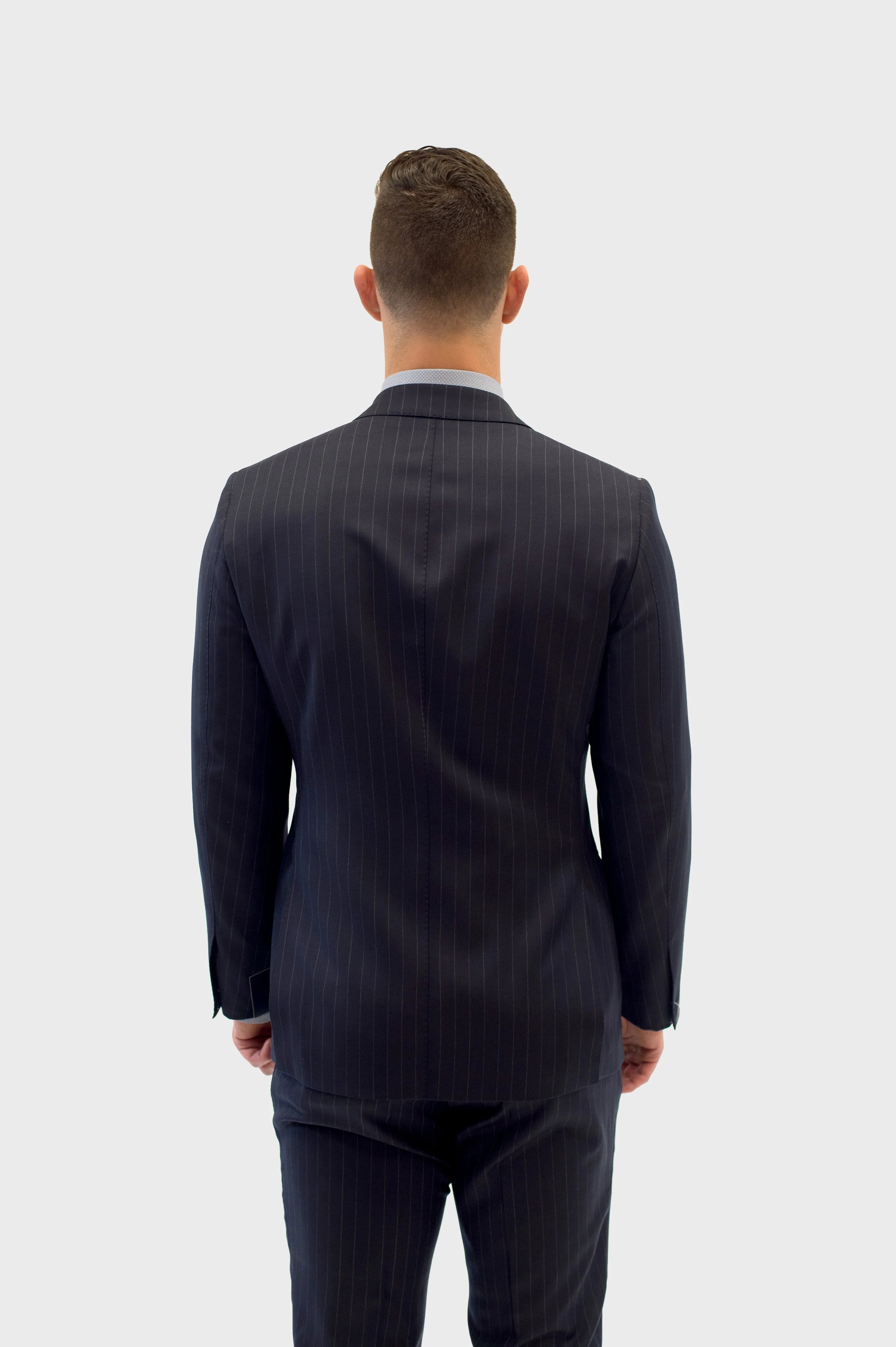 Loro Piana Navy Blue Pencil Stripe Suit