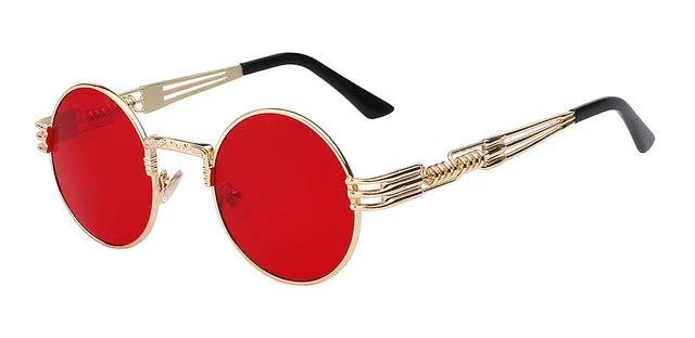 Luxury Metal Sunglasses Men Round Sunglass Steampunk Coating Glasses Vintage Retro Lentes Oculos of Male Sun