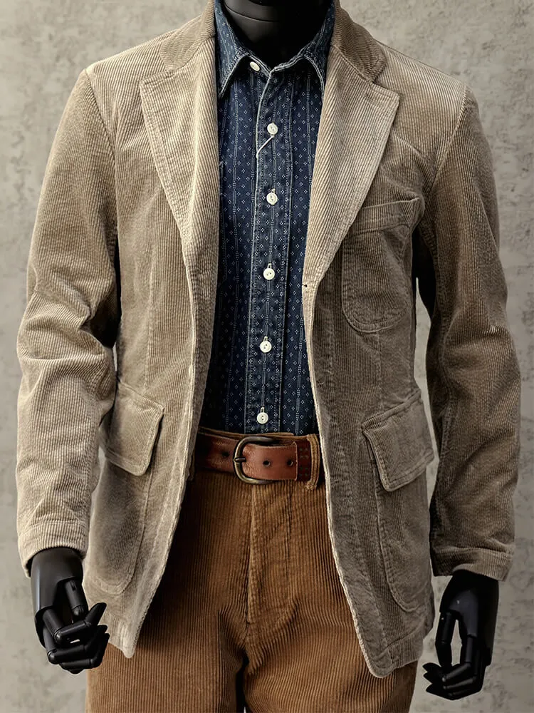 Men's Corduroy Notch Lapel Suit Jacket