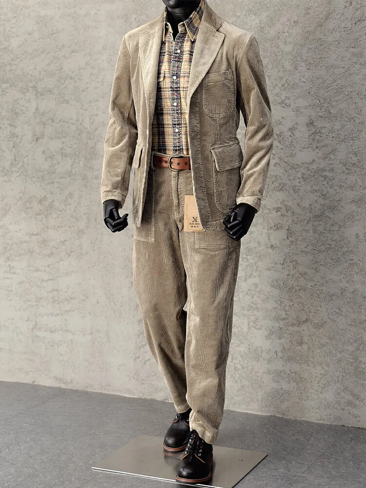 Men's Corduroy Notch Lapel Suit Jacket