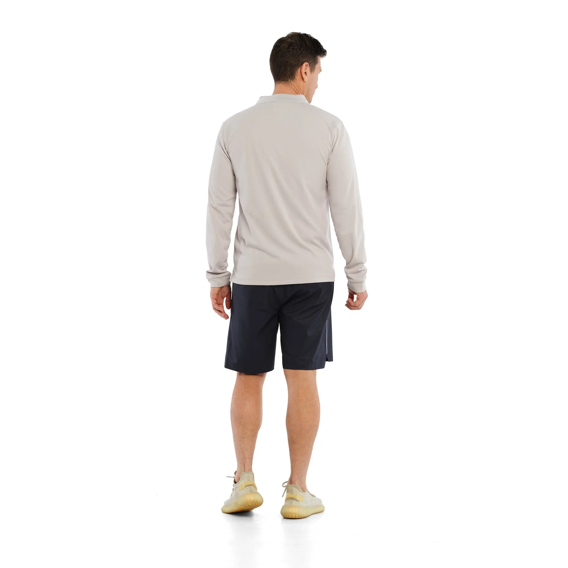 Mens Knitted LS Pocket Polo - Ice Grey